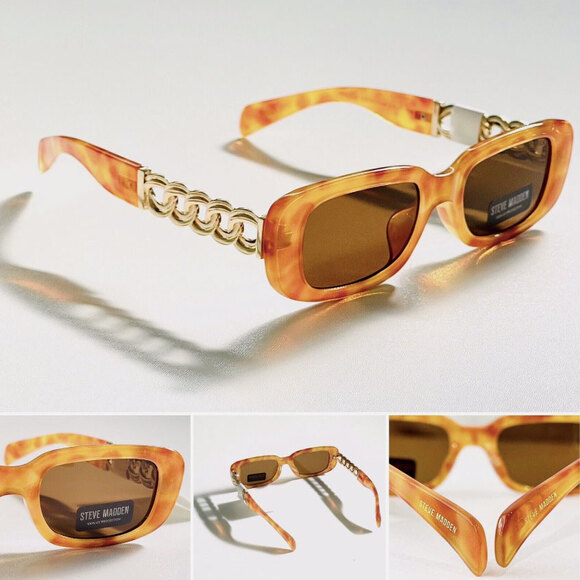 Steve Madden Women Sunglasses Felicia Orange Tortoise Rectangular Frame NWT main image 9